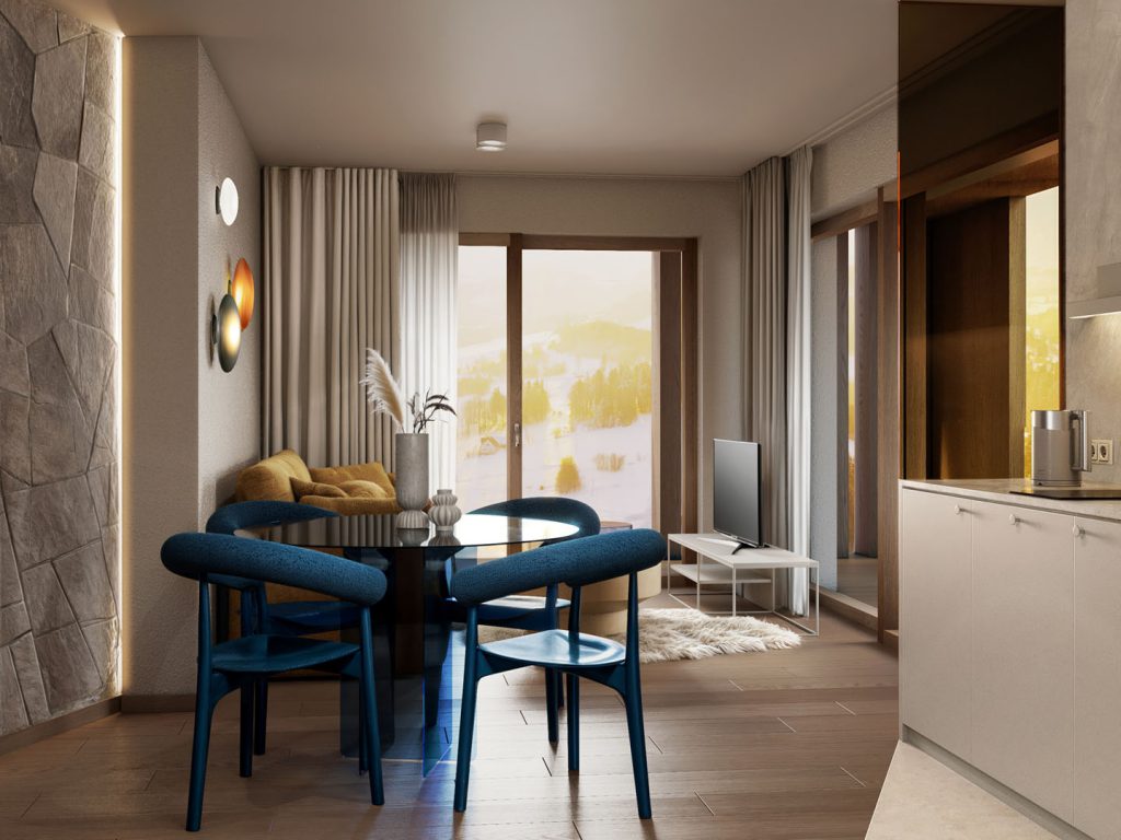 Apartament Sky Resort Szczyrk salon kuchnia 2
