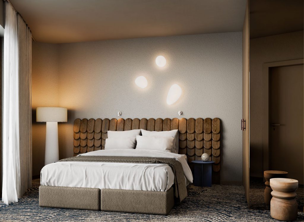 Sypialnia apartamentu Sky Resort w standardzie pod klucz